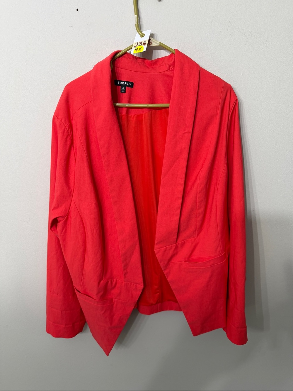 Women’s Torrid Red Open Front Blazer Jacket Size 4 Plus Size 4X